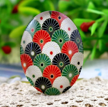 1pc, 30x40mm, Big Handmade Floral Photo Glass Cabochons, Oval